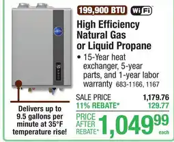 Menards Richmond Encore Super High Efficiency 9.5 GPM Tankless Natural Gas Water Heater with Wi-Fi offer