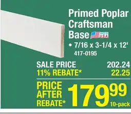 Menards Primed Poplar Craftsman Base offer