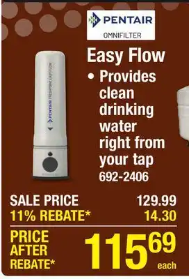 Menards Pentair Easy Flow offer