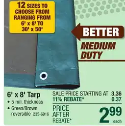 Menards Yardworks 6' x 8' Reversible Green/Brown Medium-Duty Tarp offer