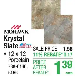 Menards Mohawk Krystal Slate Carlisle Black 12 x 12 Porcelain Floor and Wall Tile offer