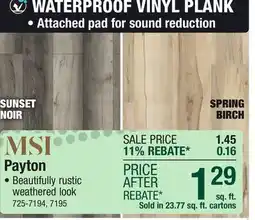 Menards Payton Water Proof Vinyl Plank offer