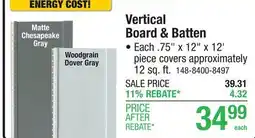 Menards ASCEND Vertical Chesapeake Gray Matte Composite Board & Batten Siding offer