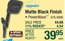 Menards Oxygenics Matte Black Finish offer