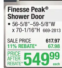 Menards Finesse Peak Shower Door offer