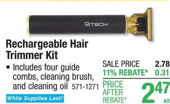 Menards Rechargeable Hair Trimmer Kit offer