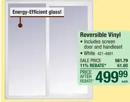 Menards Summit Patio Doors 72W x 80H White Vinyl Reversible Sliding Patio Door with Screen offer