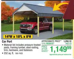 Menards Car Port offer