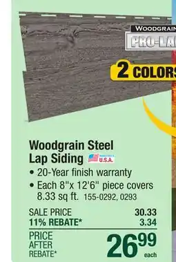 Menards 12' 6 Double 4 Rough Sawn Natural Cedar Woodgrain Steel Lap Siding offer