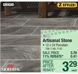 Menards Mohawk Artisanal Stone Grigio 12 x 24 Porcelain Floor and Wall Tile offer
