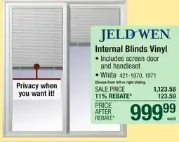 Menards Jeldwen Internal Blinds Vinyl offer