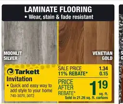 Menards Tarkett Invitation Moonlit Silver 8-1/32 x 47-5/8 Laminate Flooring (21.26 sq. ft./ctn) offer