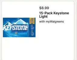 Walgreens 15-Pack Keystone Light offer
