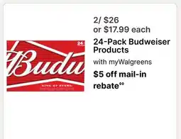 Walgreens 24-Pack Budweiser Products offer
