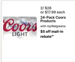 Walgreens 24-Pack Coors Products offer