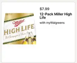 Walgreens 12-Pack Miller High Life offer