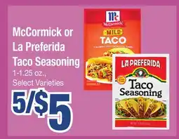 Jewel-Osco McCormick or La Preferida Taco Seasoning offer