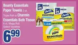 Jewel-Osco Bounty Essentials Paper Towels 2 ct. Triple Roll or Charmin Essentials Bath Tissue 6 ct. Mega Roll offer