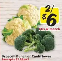 Winn Dixie Broccoli Bunch or Cauliflower offer
