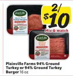 Winn Dixie Plainville Farms 94% Ground Turkey or 94% Ground Turkey Burger offer