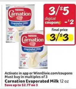 Winn Dixie Carnation Evaporated Milk offer