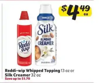 Winn Dixie Reddi-wip Whipped Topping or Silk Creamer offer