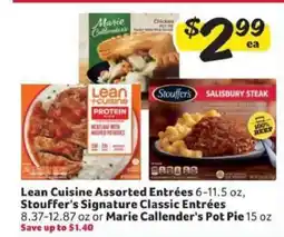 Winn Dixie Lean Cuisine Assorted Entrées, Stouffer's Signature Classic Entrées or Marie Callender's Pot Pie offer