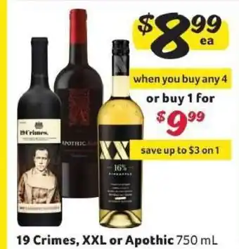 Winn Dixie 19 Crimes, XXL or Apothic offer