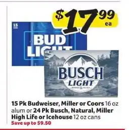 Winn Dixie Budweiser, Miller, Coors, Busch, Natural, Miller High Life, Icehouse offer