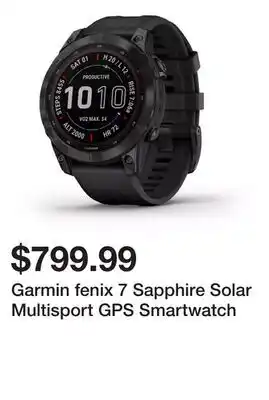Dick's Sporting Goods Garmin fenix 7 Sapphire Solar Multisport GPS Smartwatch offer