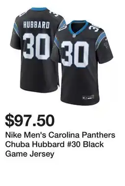 Dick's Sporting Goods Nike Men's Carolina Panthers Chuba Hubbard #30 Black Game Jersey offer
