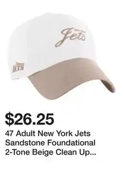 Dick's Sporting Goods 47 Adult New York Jets Sandstone Foundational 2-Tone Beige Clean Up Adjustable Hat offer