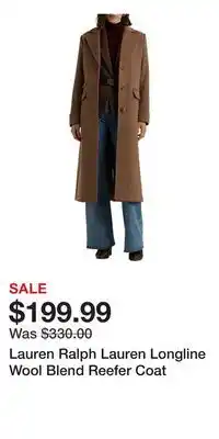 Nordstrom Lauren Ralph Lauren Longline Wool Blend Reefer Coat offer