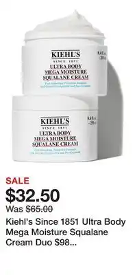 Nordstrom Kiehl's Since 1851 Ultra Body Mega Moisture Squalane Cream Duo $98 Value offer