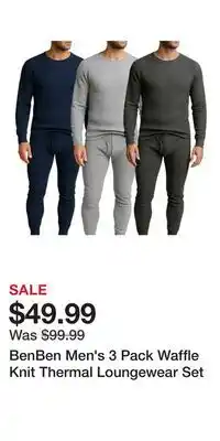 Nordstrom BenBen Men's 3 Pack Waffle Knit Thermal Loungewear Set offer