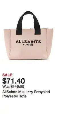 Nordstrom AllSaints Mini Izzy Recycled Polyester Tote offer