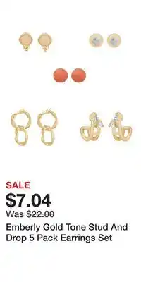 Kohl's Emberly Gold Tone Stud And Drop 5 Pack Earrings Set offer