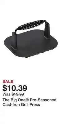 Kohl's The Big One Pre-Seasoned Cast-Iron Grill Press offer