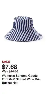 Kohl's Women's Sonoma Goods For Life Striped Wide Brim Bucket Hat offer