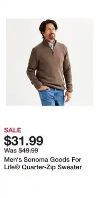Kohl's Men's Sonoma Goods For Life Quarter-Zip Sweater offer