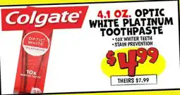 Ollie's Colgate OPTIC WHITE PLATINUM TOOTHPASTE offer