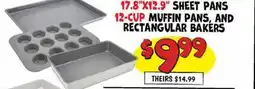 Ollie's 17.8 X12.9 SHEET PANS 12 - CUP MUFFIN PANS, AND RECTANGULAR BAKERS offer