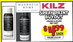 Ollie's KILZ SPRAY PAINT BUYOUT offer