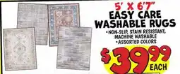 Ollie's 5' X 6' 7 EASY CARE WASHABLE RUGS offer