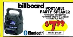 Ollie's billboard PORTABLE PARTY SPEAKER offer