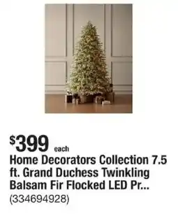 The Home Depot Home Decorators Collection 7.5 ft. Grand Duchess Twinkling Balsam Fir Flocked LED Pr... offer