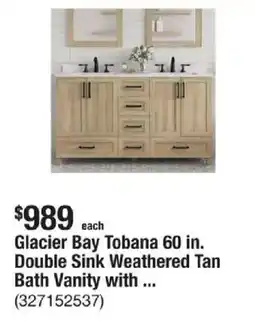 The Home Depot Glacier Bay Tobana Double Sink Weathered Tan Bath Vanity with ... offer