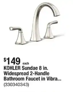The Home Depot KOHLER Sundae 8 in. Widespread 2-Handle Bathroom Faucet in Vibra... offer