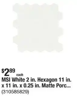 The Home Depot MSI White 2 in. Hexagon 11 in. x 11 in. x 0.25 in. Matte Porc... offer