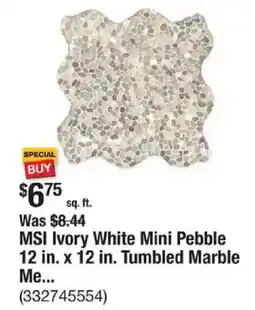 The Home Depot MSI Ivory White Mini Pebble Tumbled Marble Me... offer